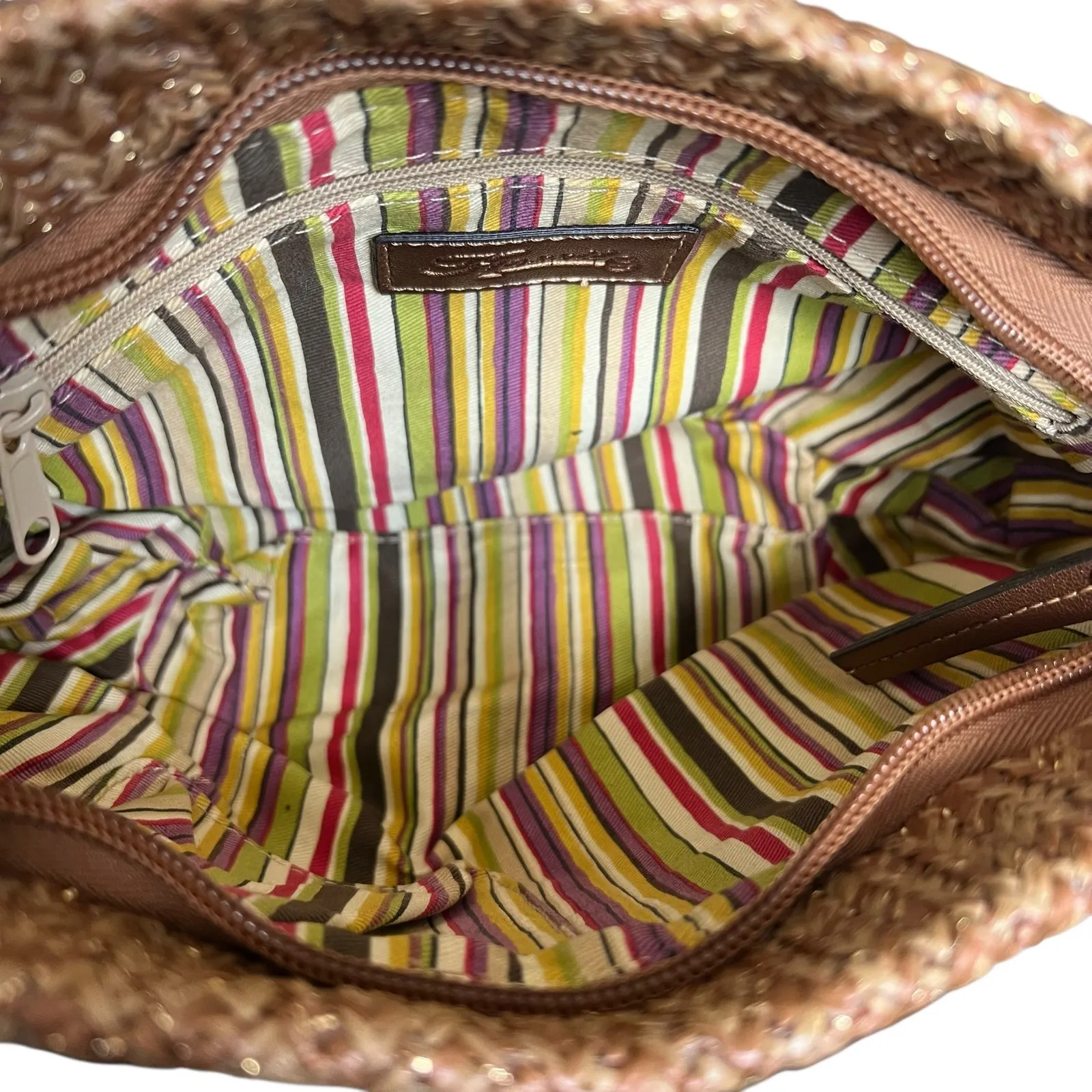 Fossil Brown Woven Metallic Bronze Leather Crossbody Bag Y2K Vintage - Image 7