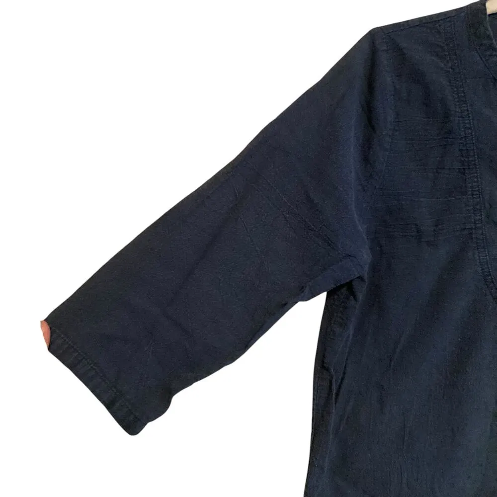Vintage Navy Blue Cotton 3/4 Sleeve Loose Fit Boho Cottage Tunic Top Size Small - Image 11