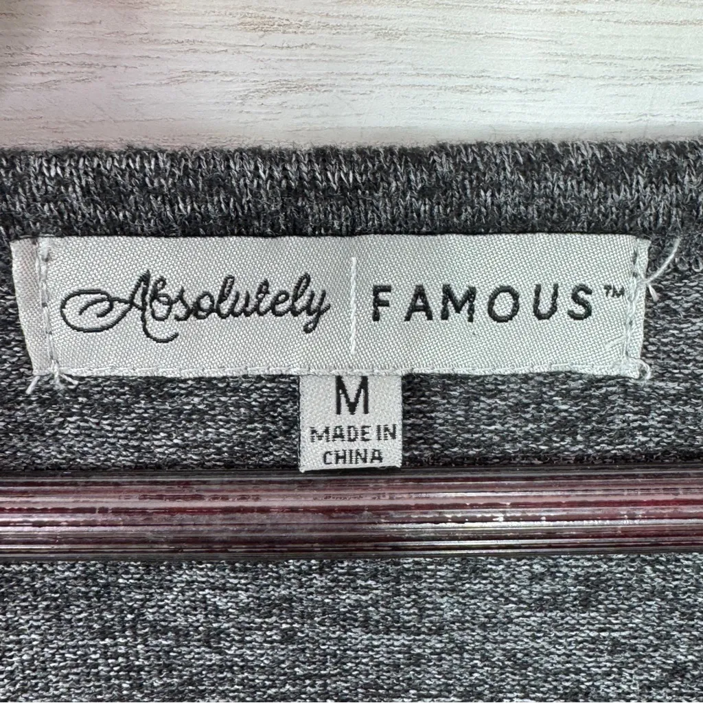 Absolutely Famous Bishop Long Sleeve Knit Top Charcoal Grey Medium - Image 9