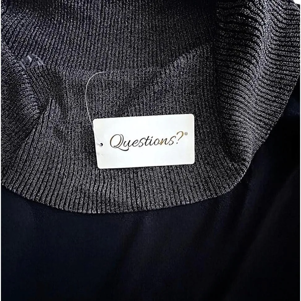 Questions? Black Cowl Neck 3/4 Sleeve Sweater Metallic Gold Accent Size 3X - Image 6