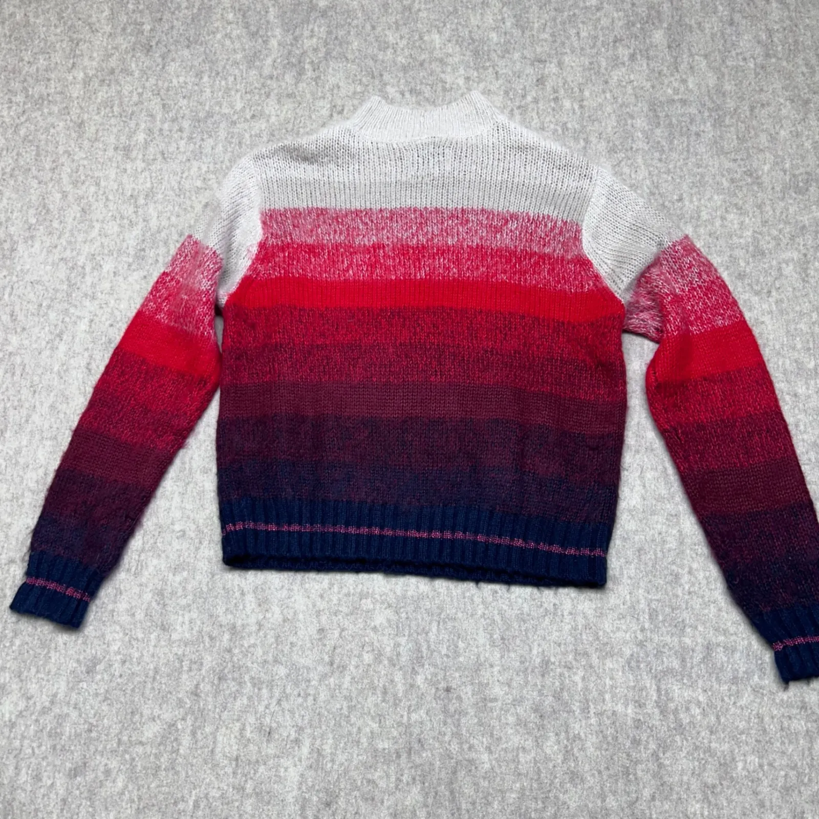 American Eagle Ombre Mock Neck Long Sleeve Knit Sweater Size Small Red Tan - Image 6