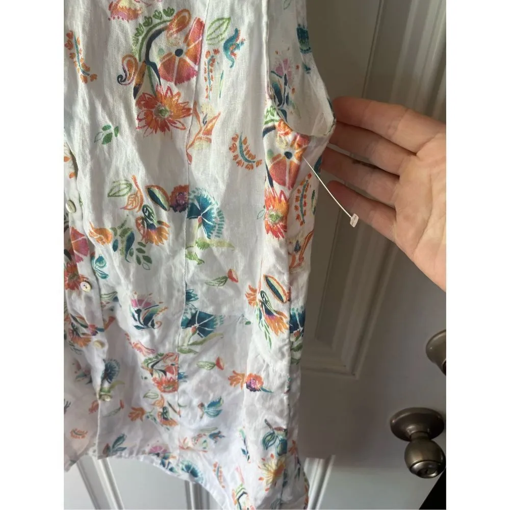 J.Jill  Linen sleeveless button front shirt medium new floral - Image 3