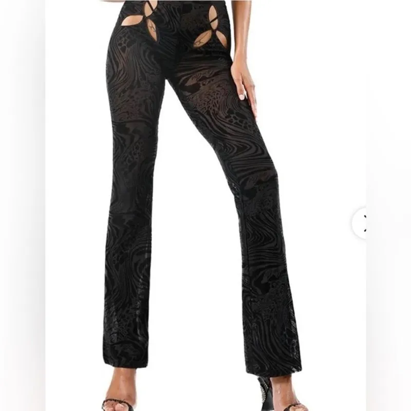I.AM.GIA Annihya Pant Amina Top Black Animal Print Burnout Sexy 2 Piece Set S - Image 2