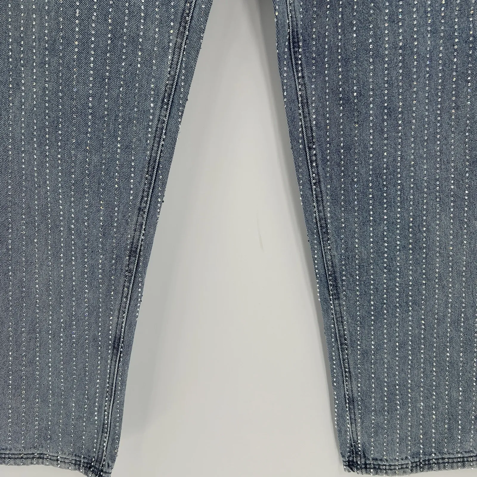 Maniere De Voir Rhinestone Set Corset Top and Mom Jeans Denim Women's Size 10 Blue - Image 8