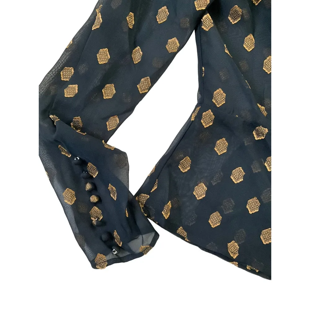 Wayf Blue Sheer Top w/ Shoulder Pads Size XS (37-49) - Image 6