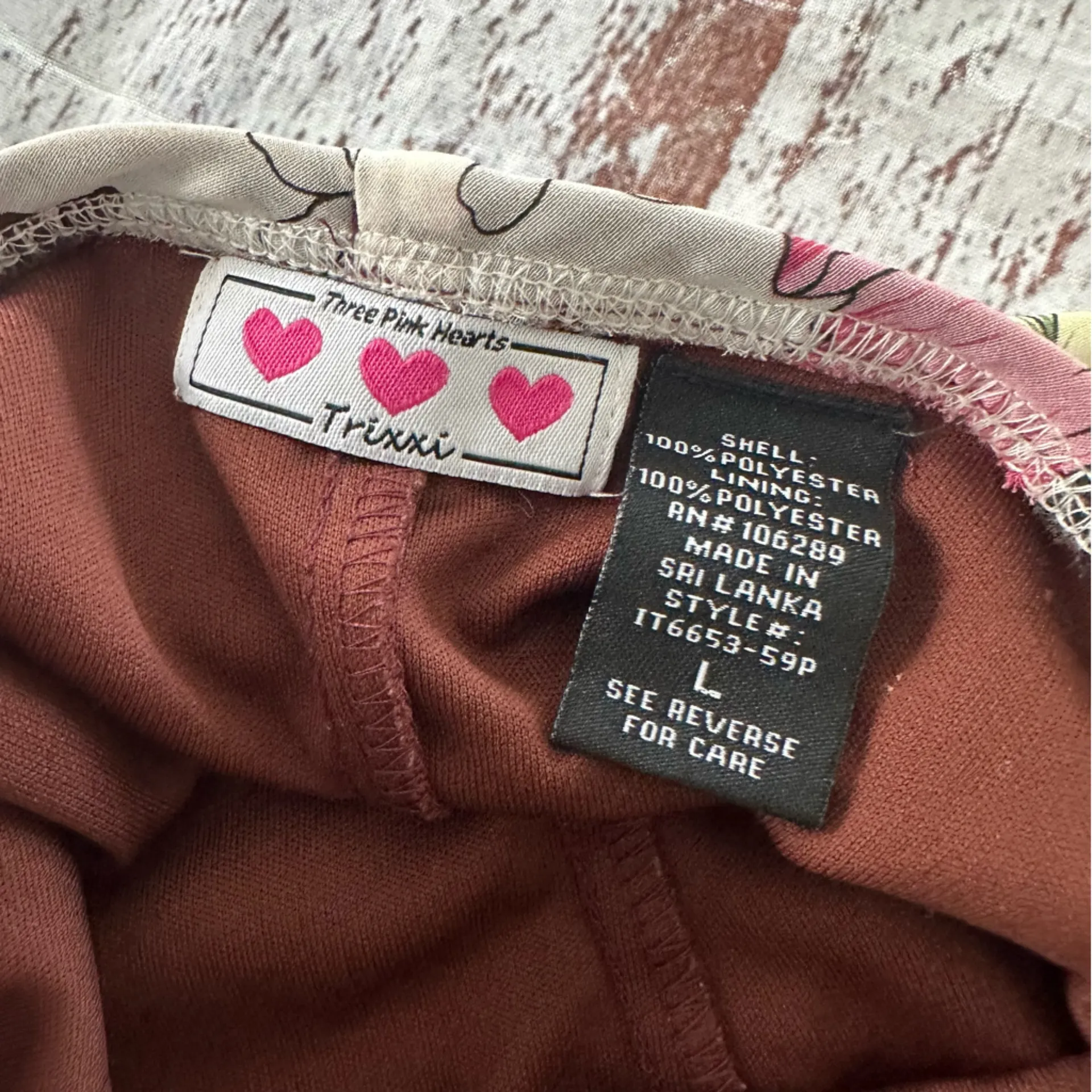 Vintage Y2K Floral Halter Neck Dress “Three Pink Hearts” - Pink and Brown - Image 6