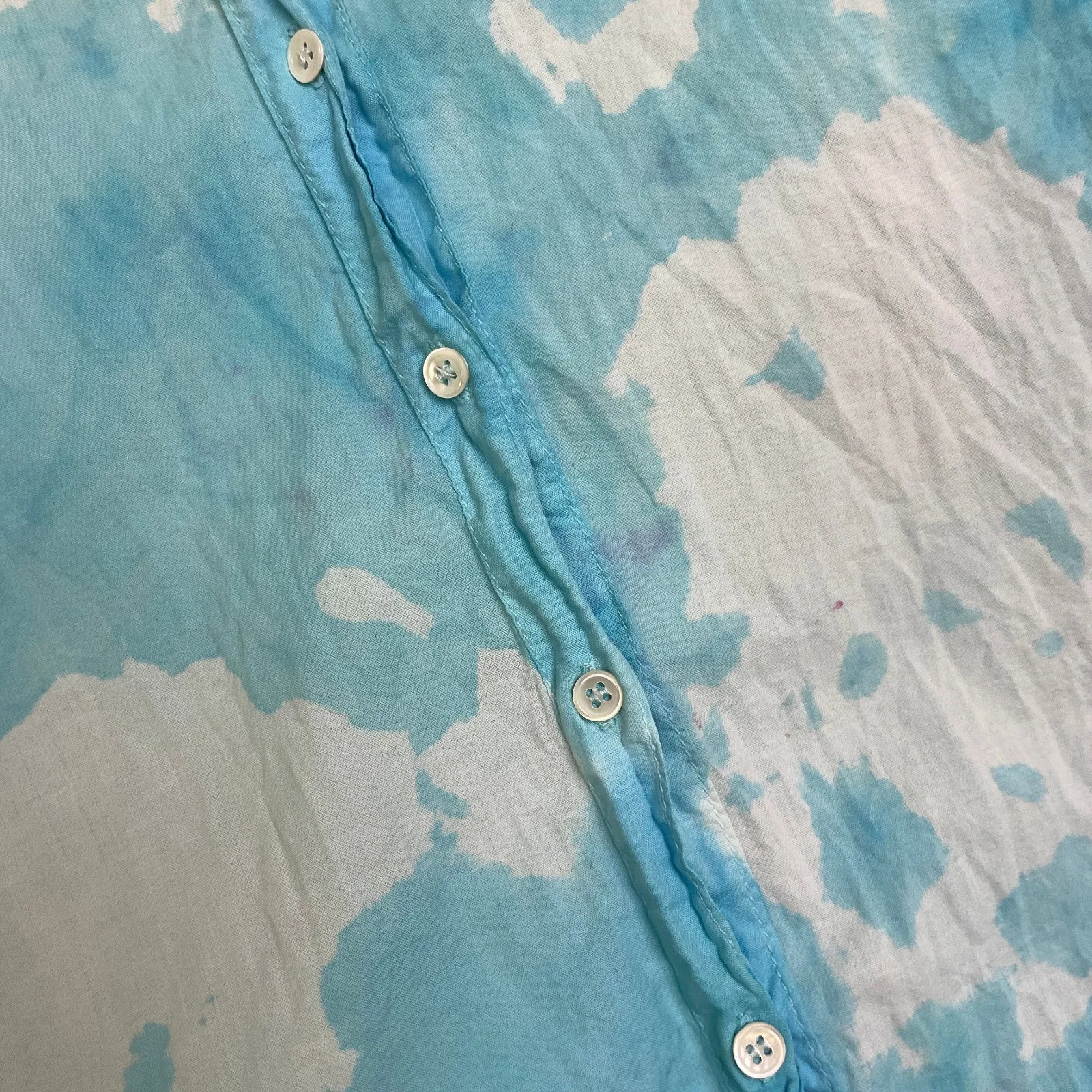 Xirena Shirt Womens XS Blue Long Sleeve Button Up Cotton Artsy USA *FLAW - Image 6