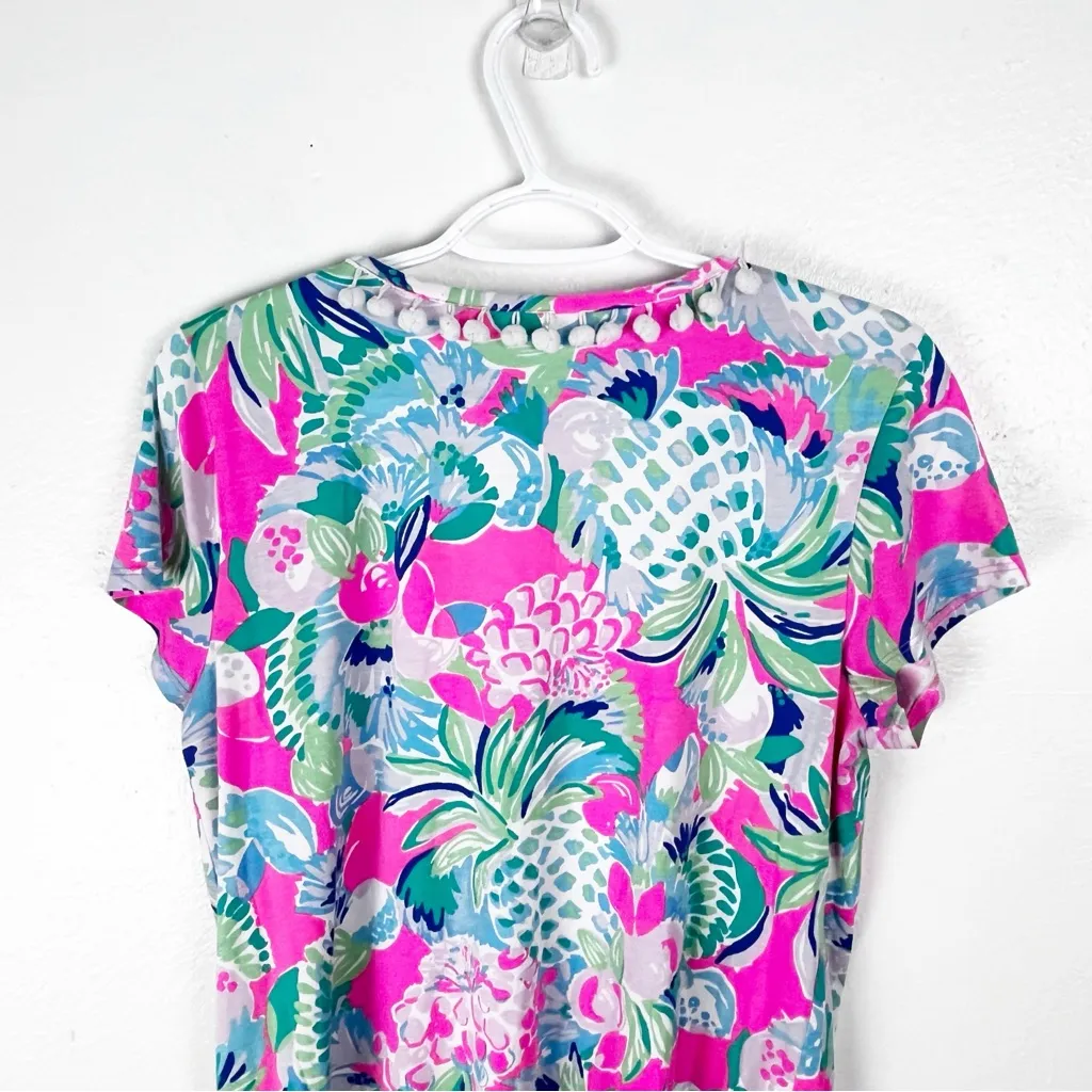 LILLY PULITZER Etta Raise The Bar Multicolored V-Neck Short Sleeves Dress Large - Image 6