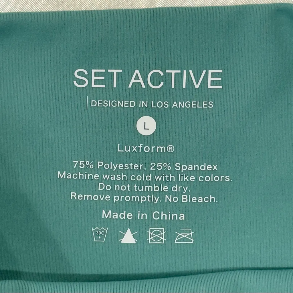 Set Active Luxform Bike Shorts High Rise Jungle Teal Green Large Sporty Chic - Image 9