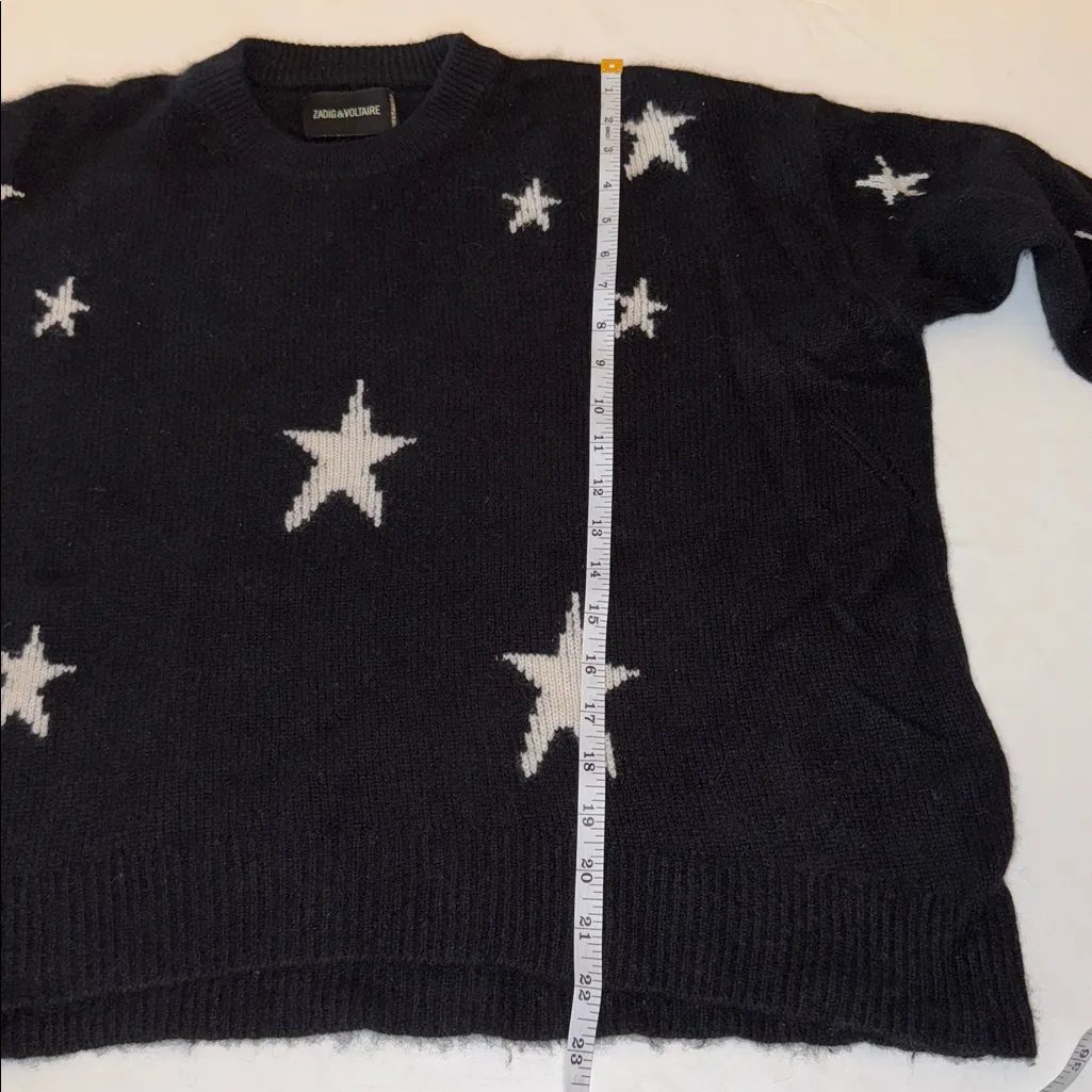 Womens Zadig & Voltaire Markus Crewneck 100% Cashmere Starry Sweater, size XS - Image 4