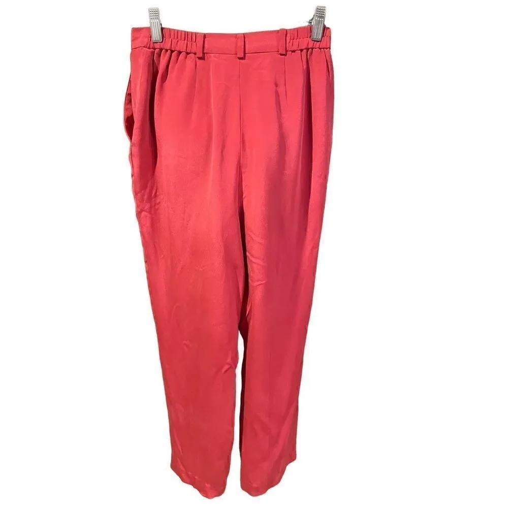 Style & Co. Women's Straight Leg Pants Silk Pleated Lined Pink Salmon Size 6P-EU - Image 3
