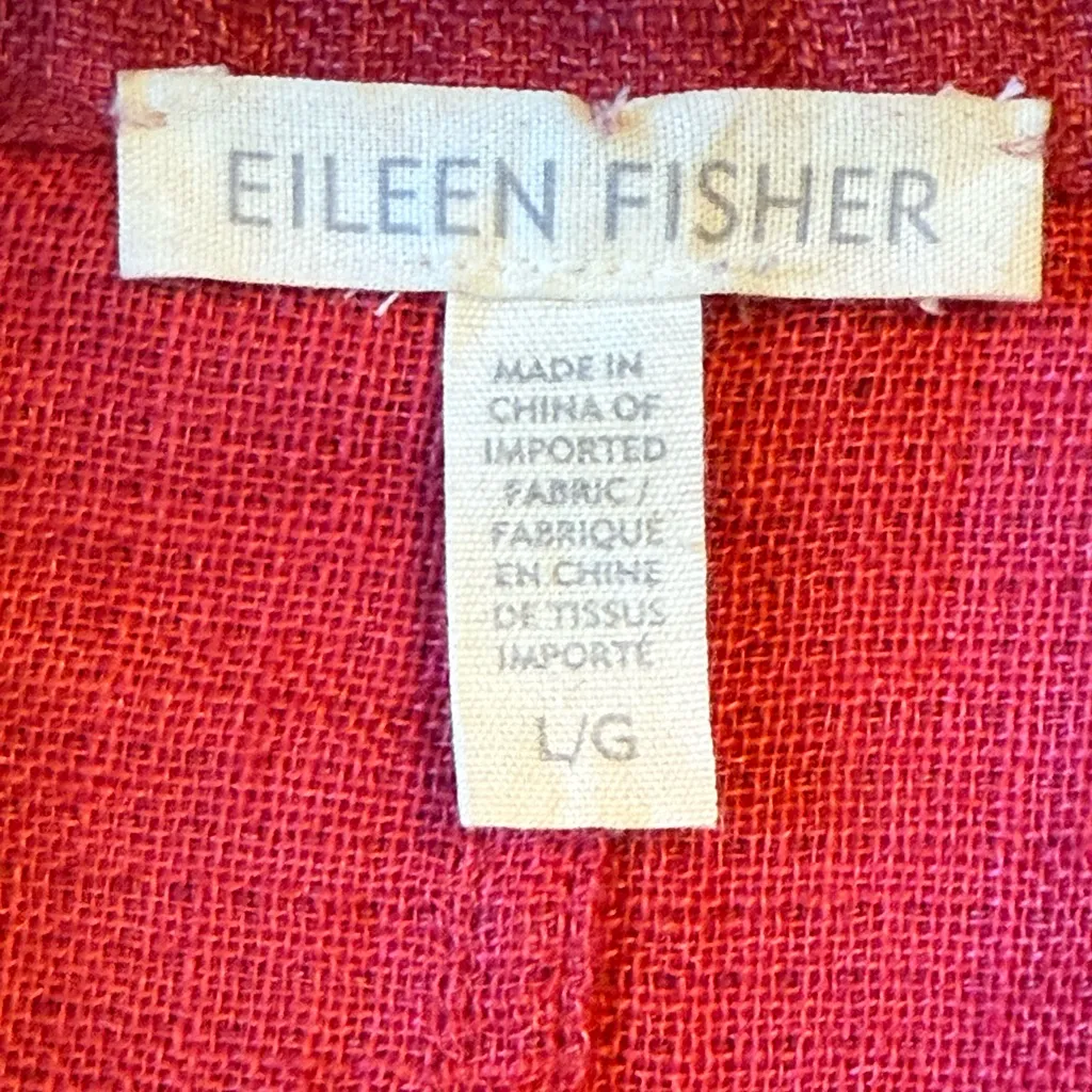 Deep Red‎ Eileen Fisher Longline Linen Blazer size Large - Image 6