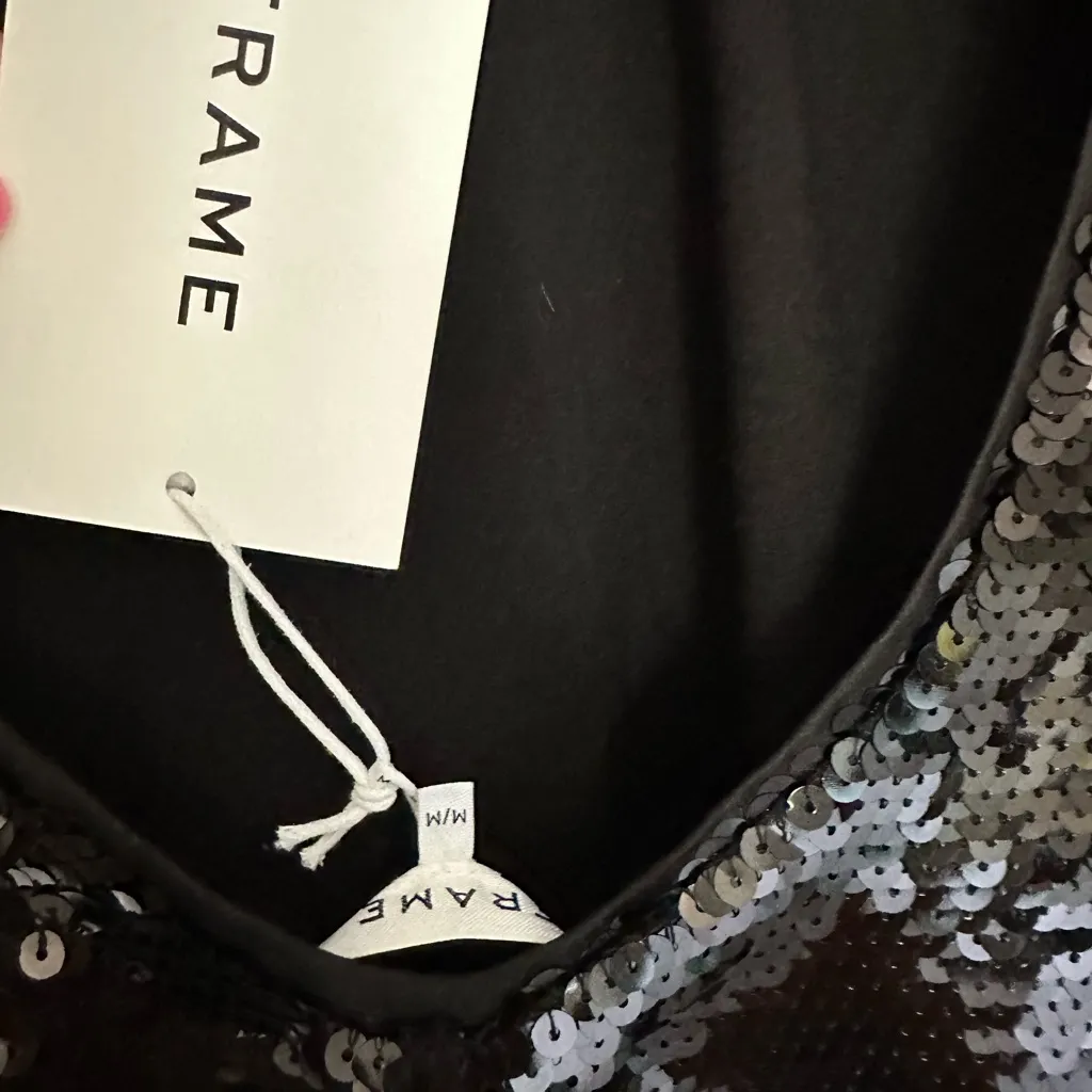 Frame Sequin Knit Long‎ Sleeve Open Back Mini Dress- NWT medium - Image 7