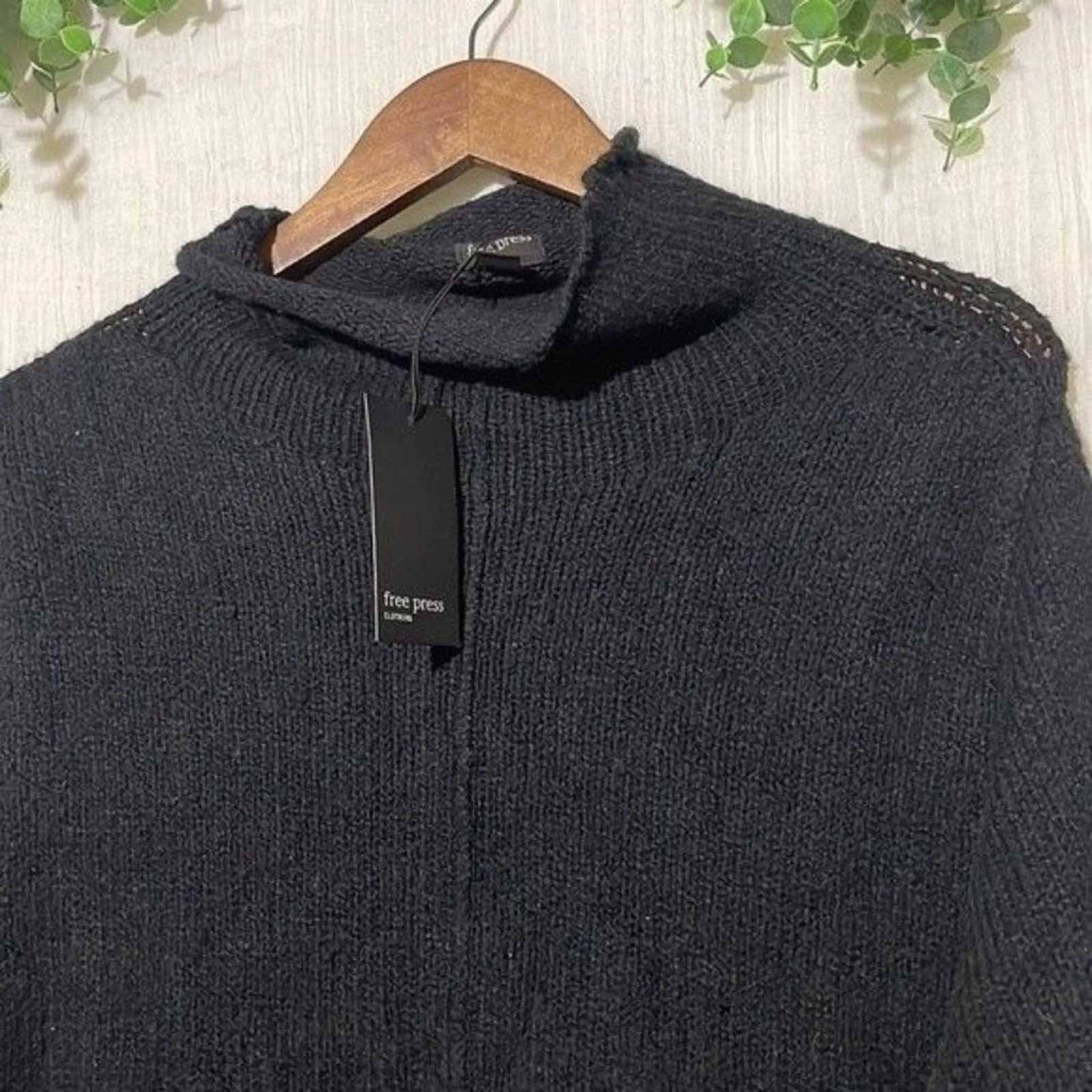 Free Press Clothing Black Mock Neck Pullover Sweater NWT Large - Image 2