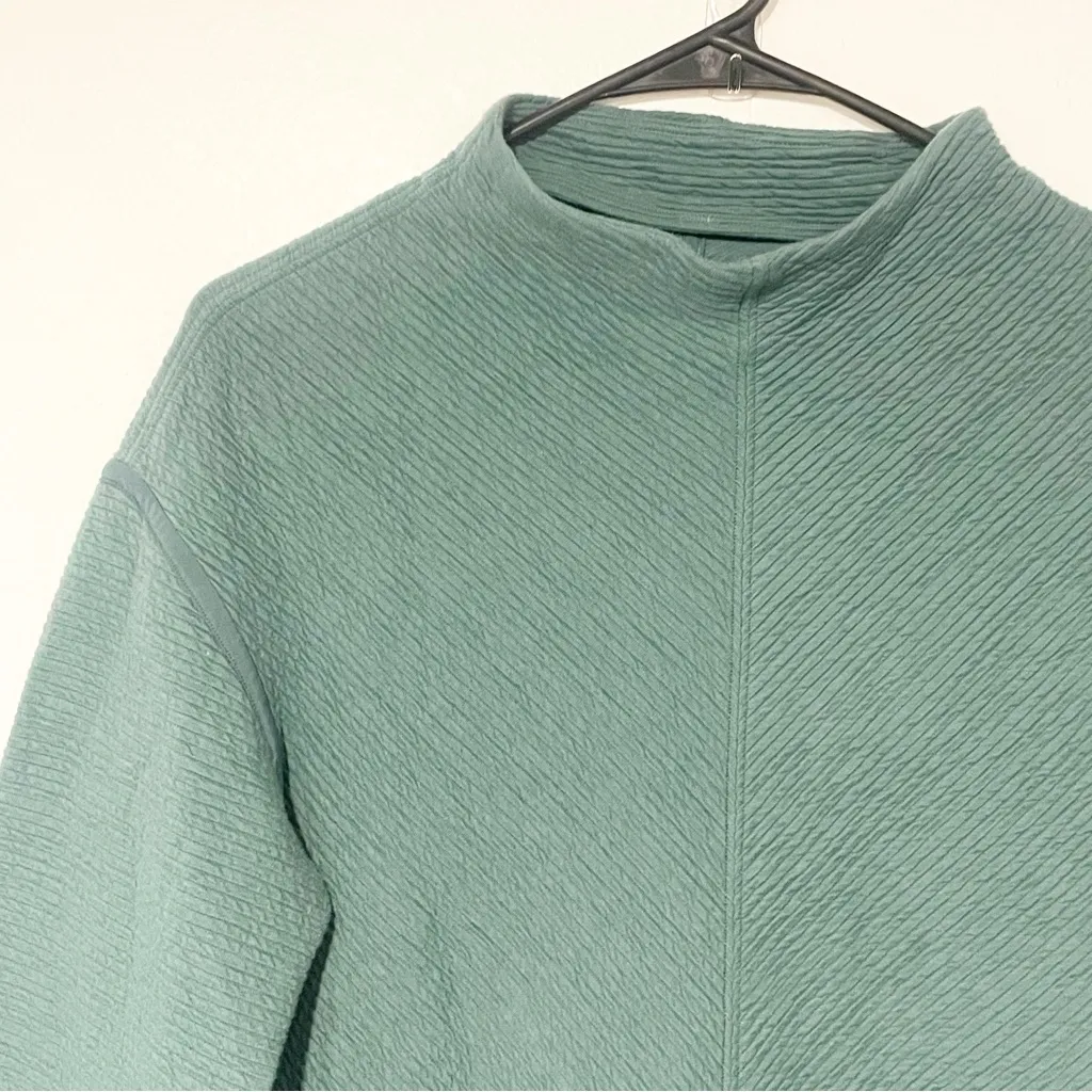Lululemon Size 6 Green Ribbed On Repeat Mock Neck‎ Side Zip Pullover - Image 3
