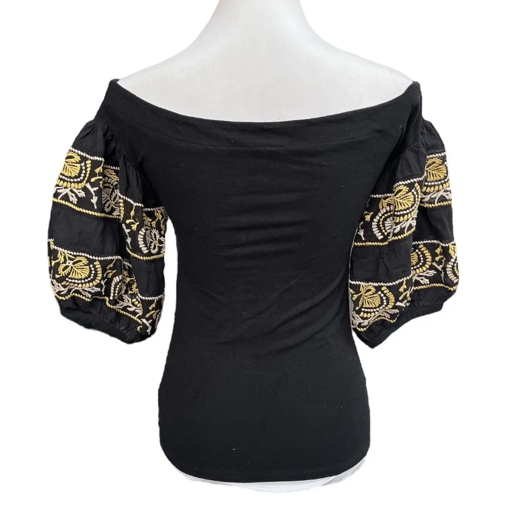 Rock With It Embroidered Off-the-Shoulder Top Black Size Small - Image 2