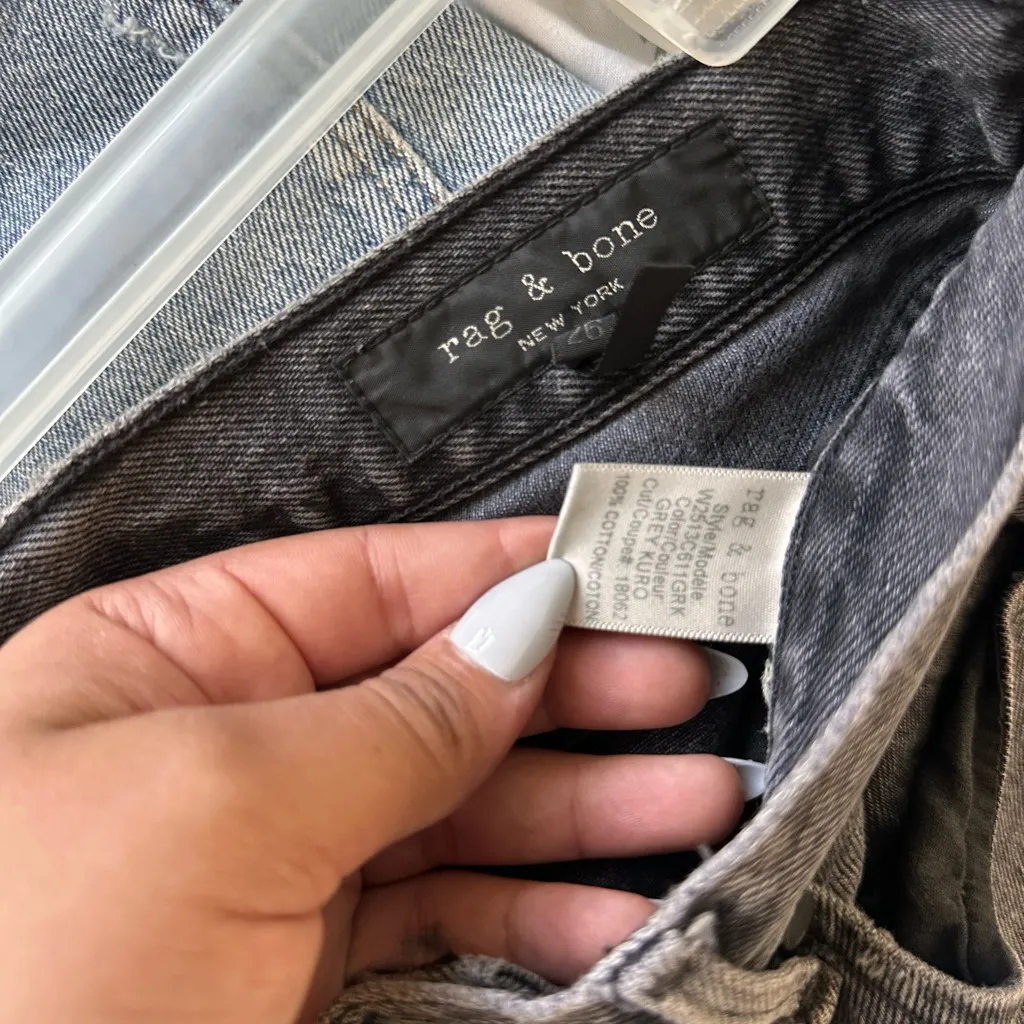RAG & BONE Dylan High Waist Crop Kick Flare Jeans In Gray Kuro Size 26 - Image 6