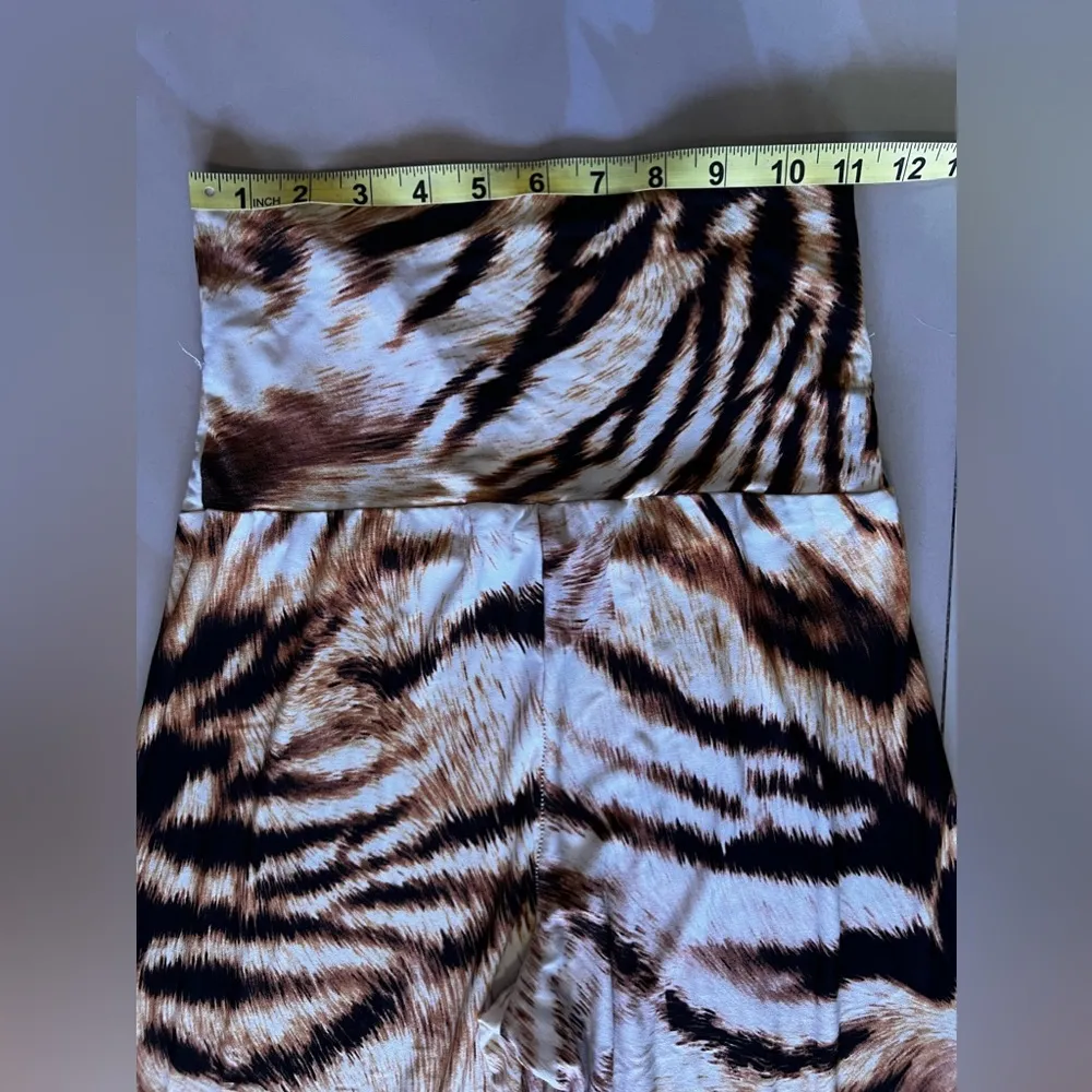 Luz women wide leg pants animal print high rise size M Brown Size M - Image 9