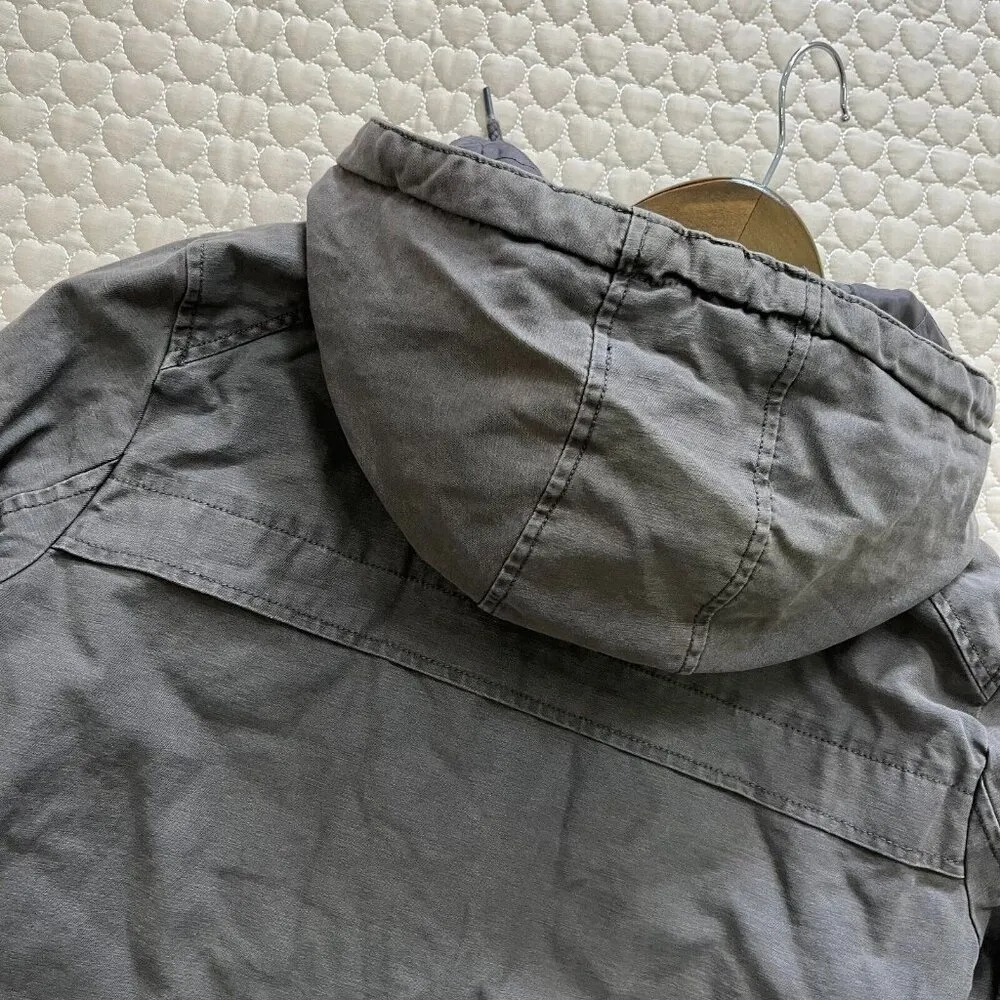 NWOT LEVI’S Womens Red Tab Sz M Grey Anorak Jacket Hooded Zip Up Lined W/Buttons - Image 13