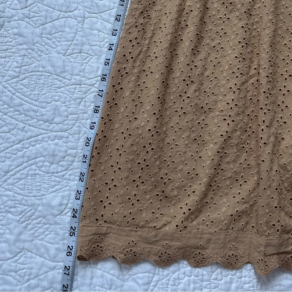 Knox Rose Gold Tan Babydoll Eyelet Pattern Dress - Image 7