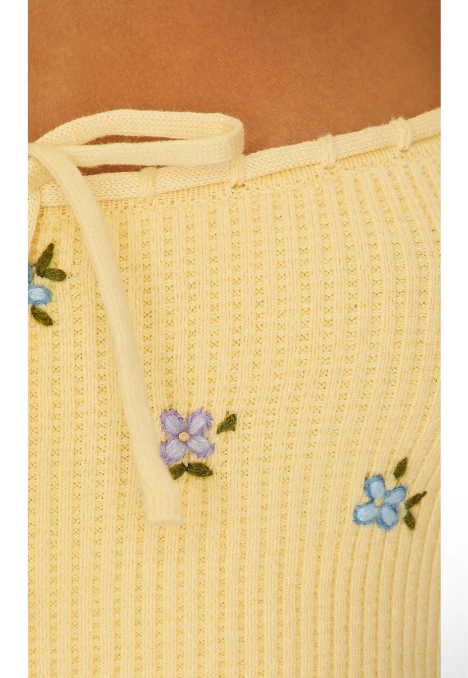 Guizio Home sweet home waffle sweater in yellow size xs  - Image 4