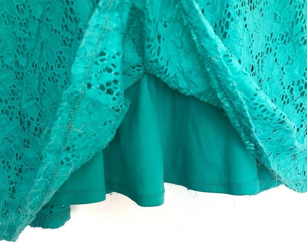 BCX Green Floral Lace Overlay Fit and Flare Mini Dress M - Image 7