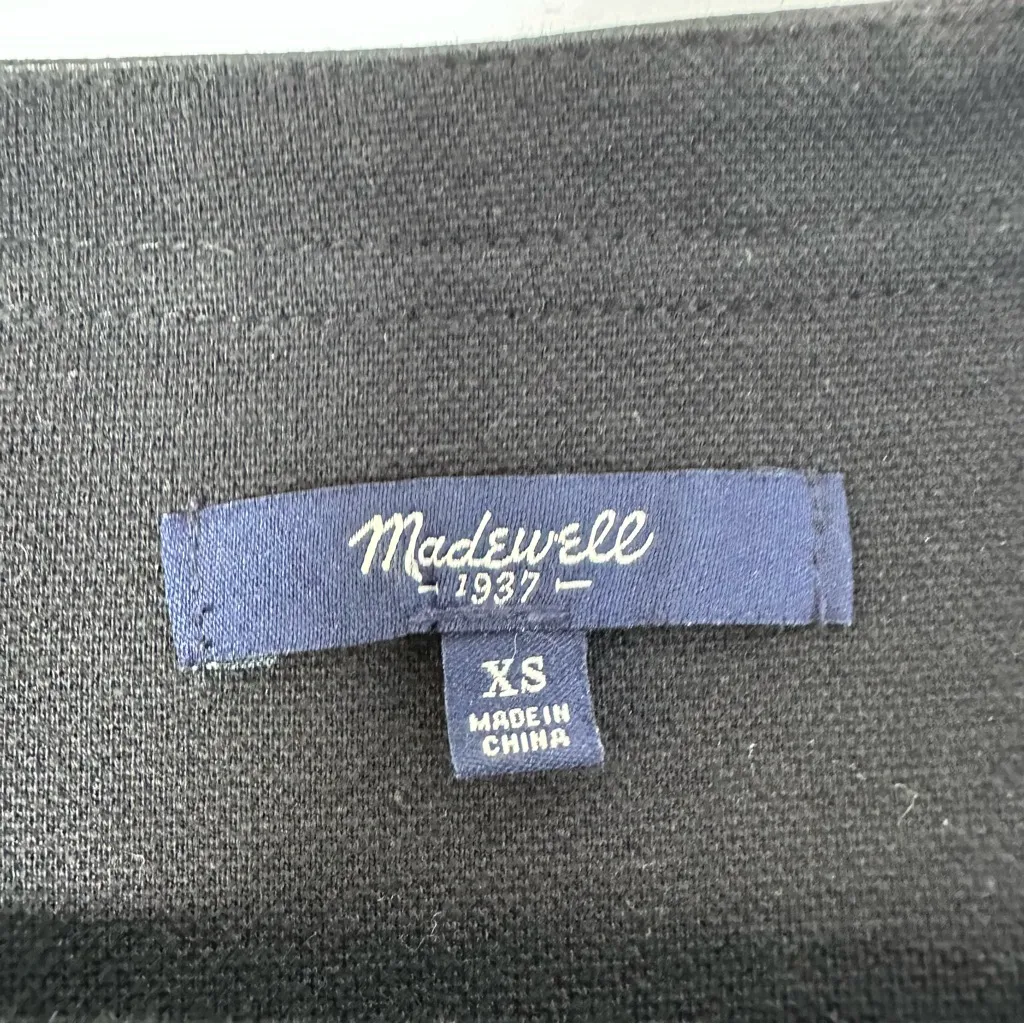 Madewell Women’s Leather Trim Pique Ponte Crewneck Utility Shirt Dress XS - Image 4