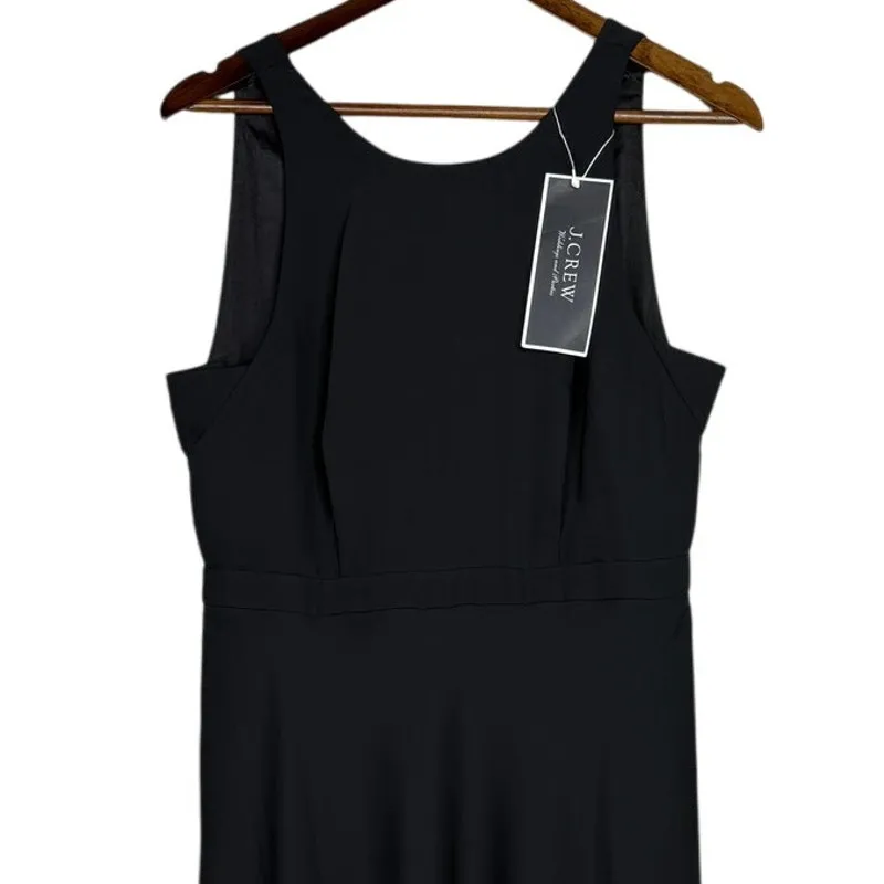 NWT J. Crew Flowy Sleeveless Sheath Midi Dress Lined V Back Zip Up 10 Black - Image 2