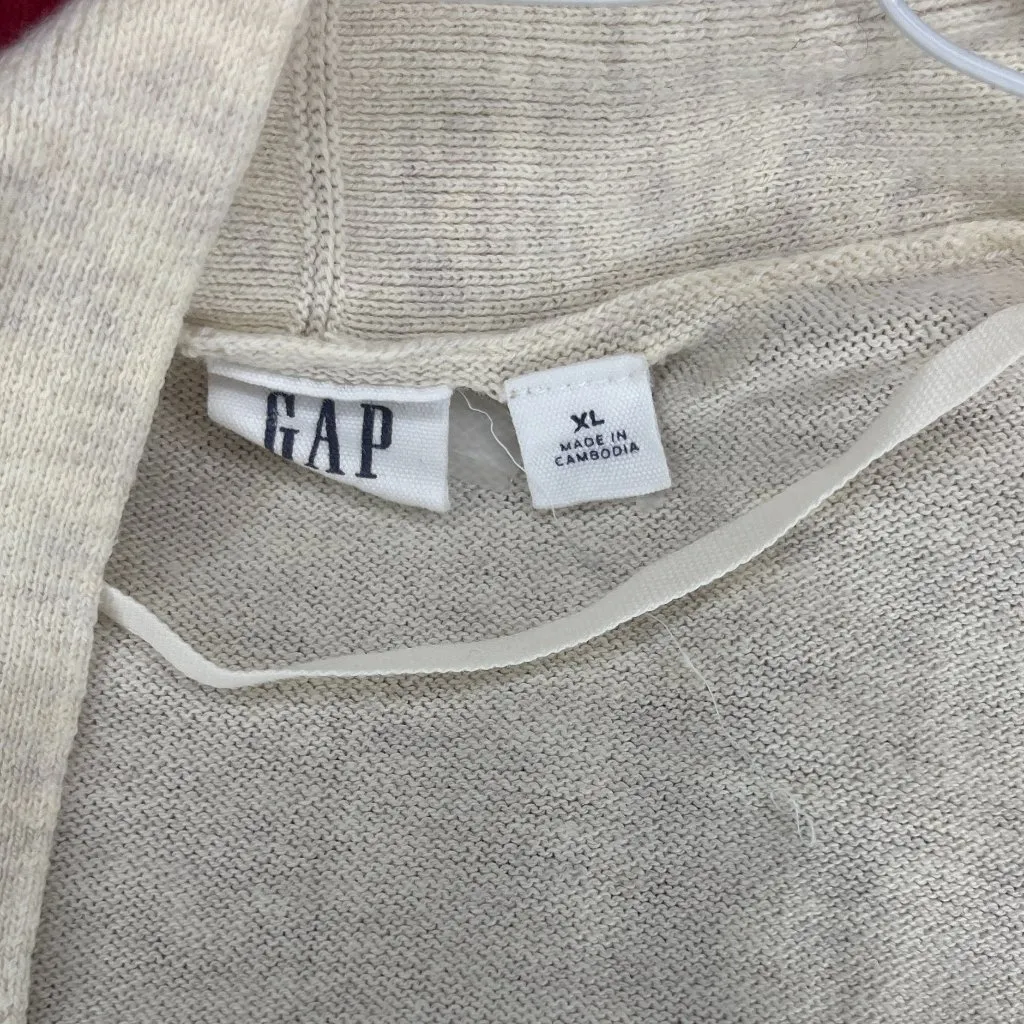 Gap Knit Open Front Cardigan Sweater Sz XL Ribbed Pale Yellow Pockets - Image 4