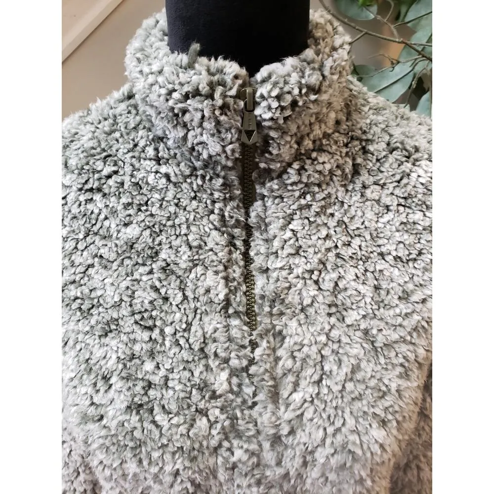 Blossom by P Sweater Women's L Gray 100% Polyester Sherpa Long Sleeve 1/4 Zip Size L - Image 9