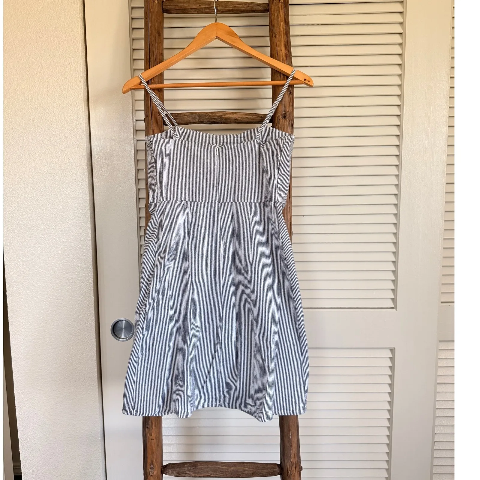 Brandy Melville Blue and White Striped Sleeveless Sundress Mini Dress - Image 2