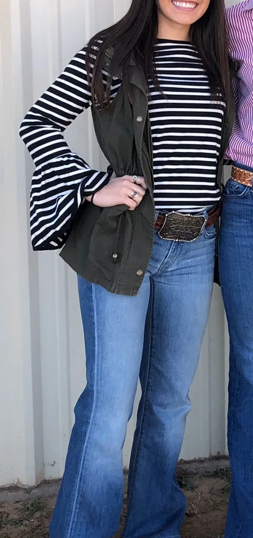 Boutique Striped Bell Sleeve Shirt - Image 2