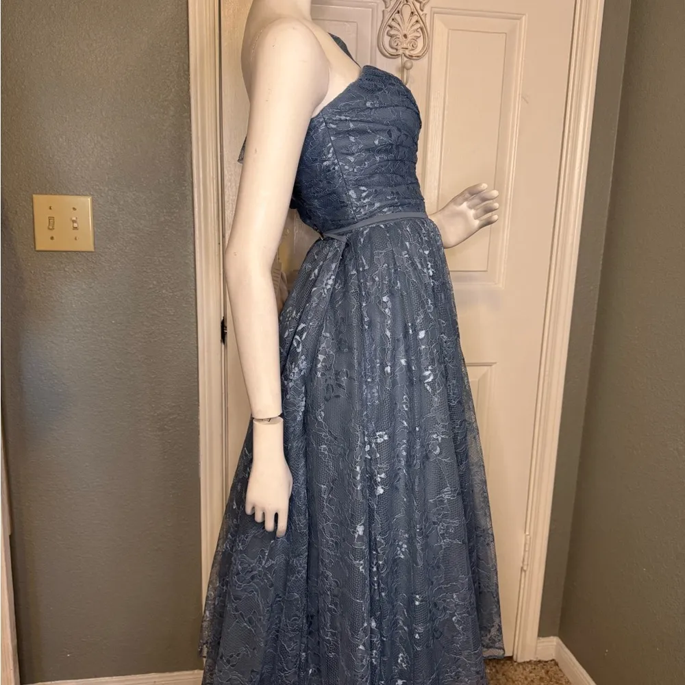 Mori Lee Bridesmaid, Social, Formal, Prom Dresses, size 12 Color Slate Blu - Image 9