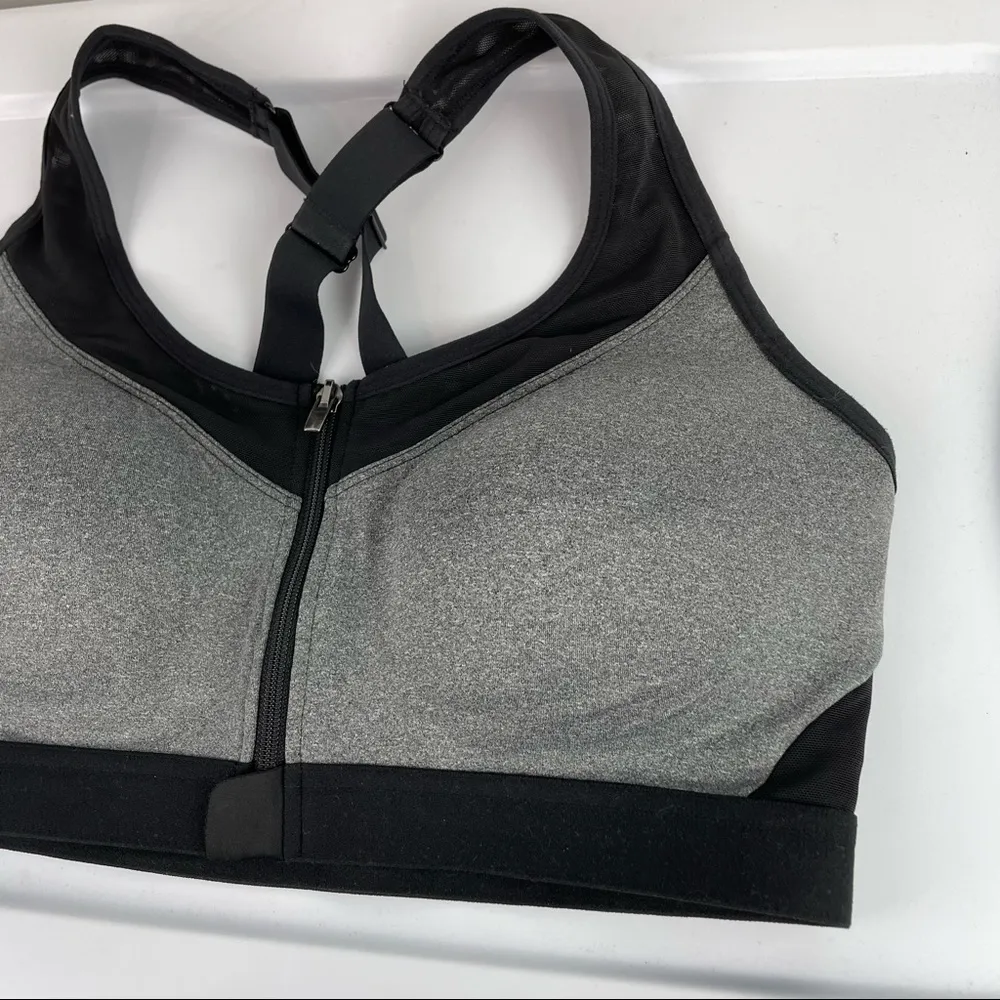AVIA Sz Large Black Grey Zip Up Mesh Sports Bra - Image 3