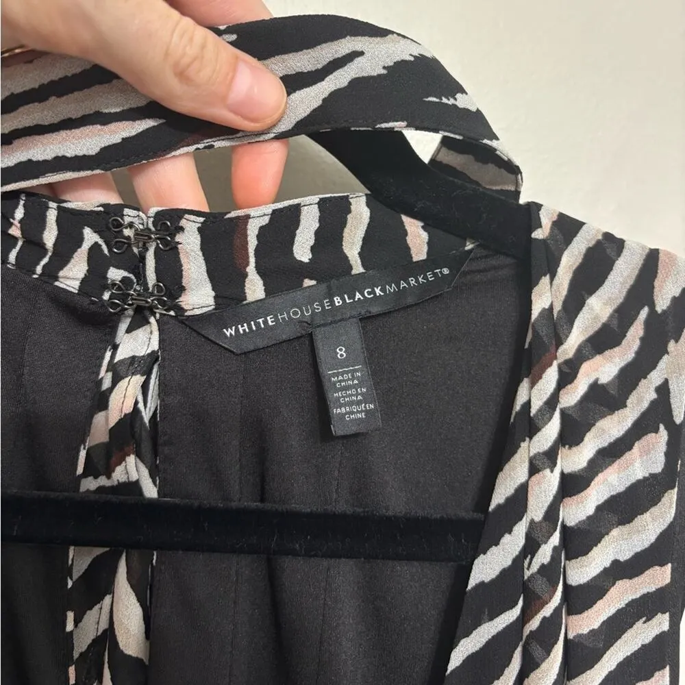 WHBM Abstract Zebra Black and Ecru High Low Maxi Dress - Size 8 - Image 5