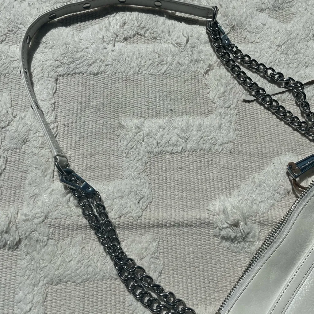 Rebecca minkoff white mini mac convertible cross body shoulder bag with silver - Image 4