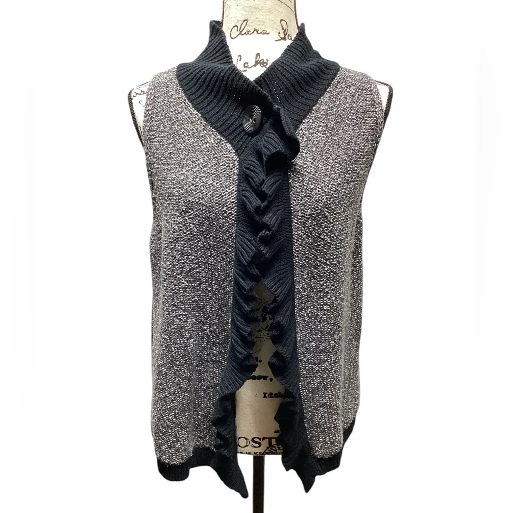 Foxcroft sweater vest.  Black/gray twill. Medium - Image 3
