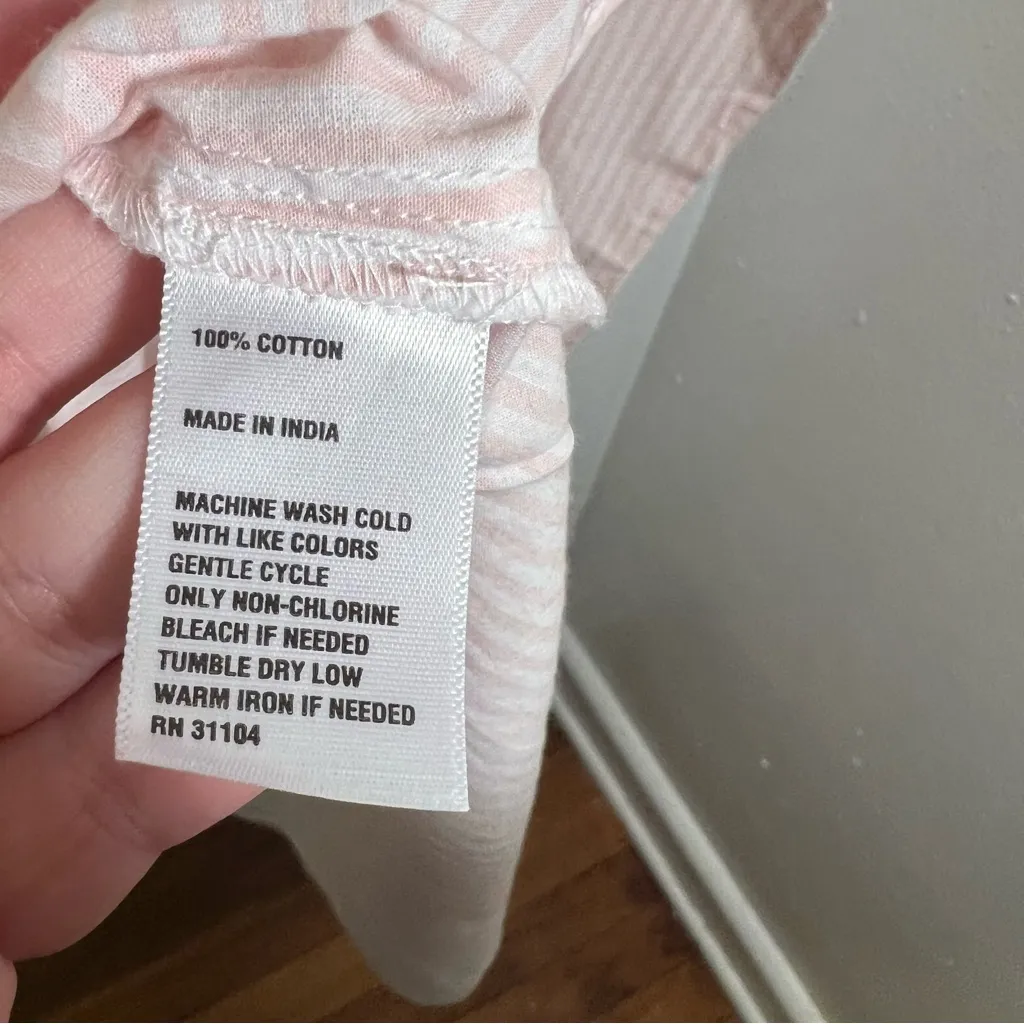 Crown & Ivy Button Down Blouse Light Pink White Pinstripes S - Image 9
