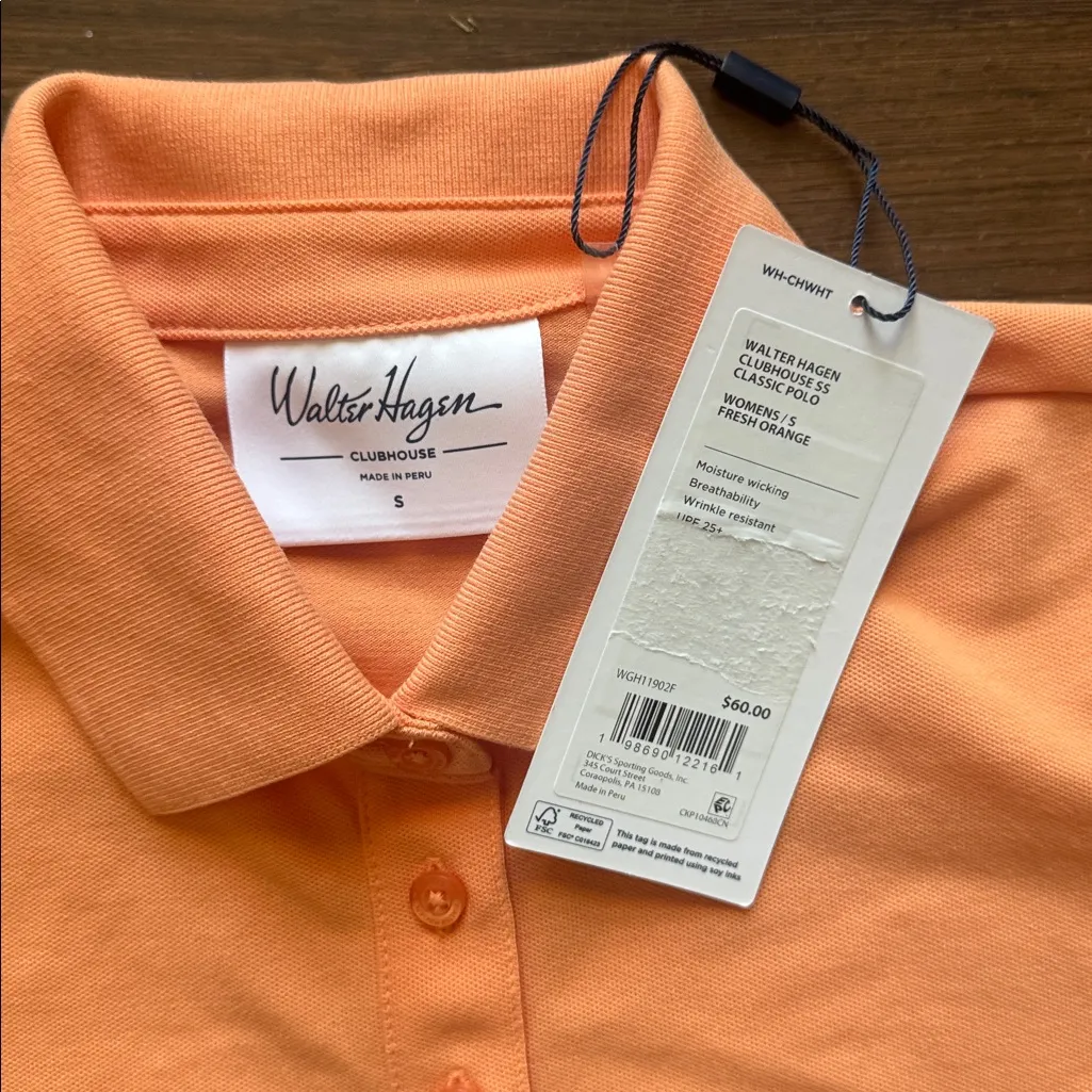 Walter Hagen Clubhouse SS Clubhouse Classic Polo Fresh Orange Small - Image 4