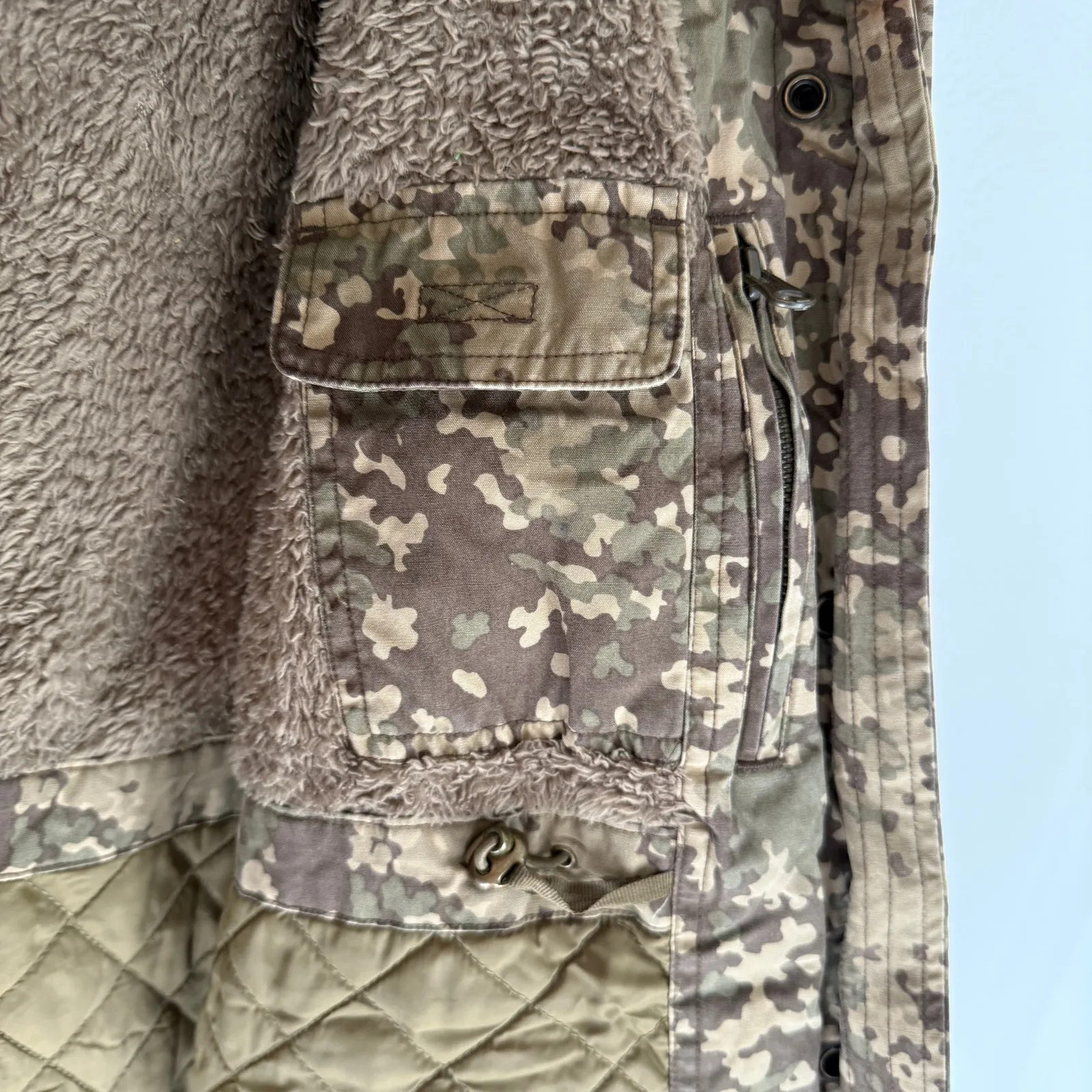 L.L. Bean Women's XS Hooded Camo Zip Front Fleece Coat Jacket Long Hunt Chore - Image 11