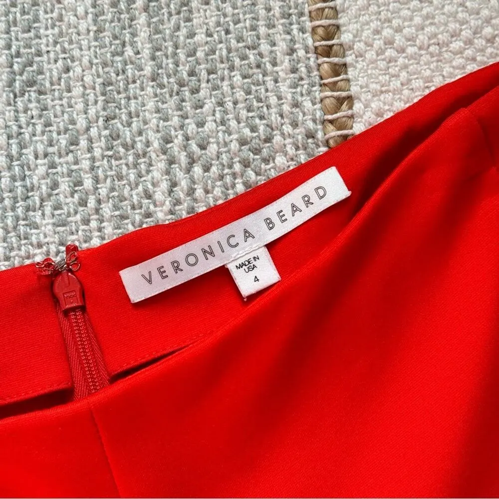 Veronica Beard Bright Red High Rise Slim Leg Back Zip Stretchy Cropped Pants 4 - Image 8