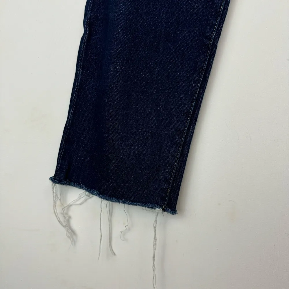 Mango Womens Havana Straight Leg Jeans Sz 1 Dark Wash Button Fly Raw Hem - Image 9