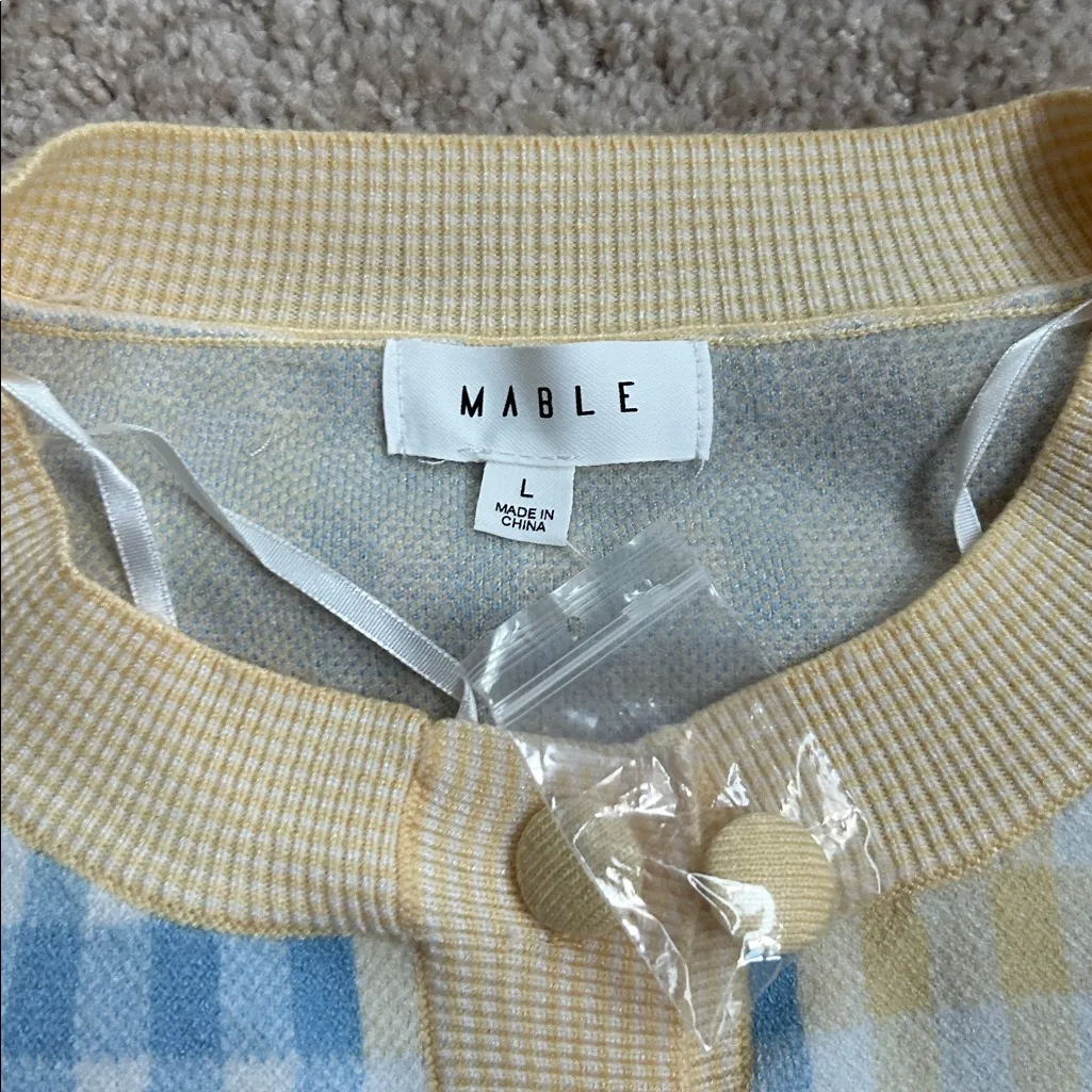 Plaid Pastel cardigan & skirt set. M/L Blue Size M - Image 12