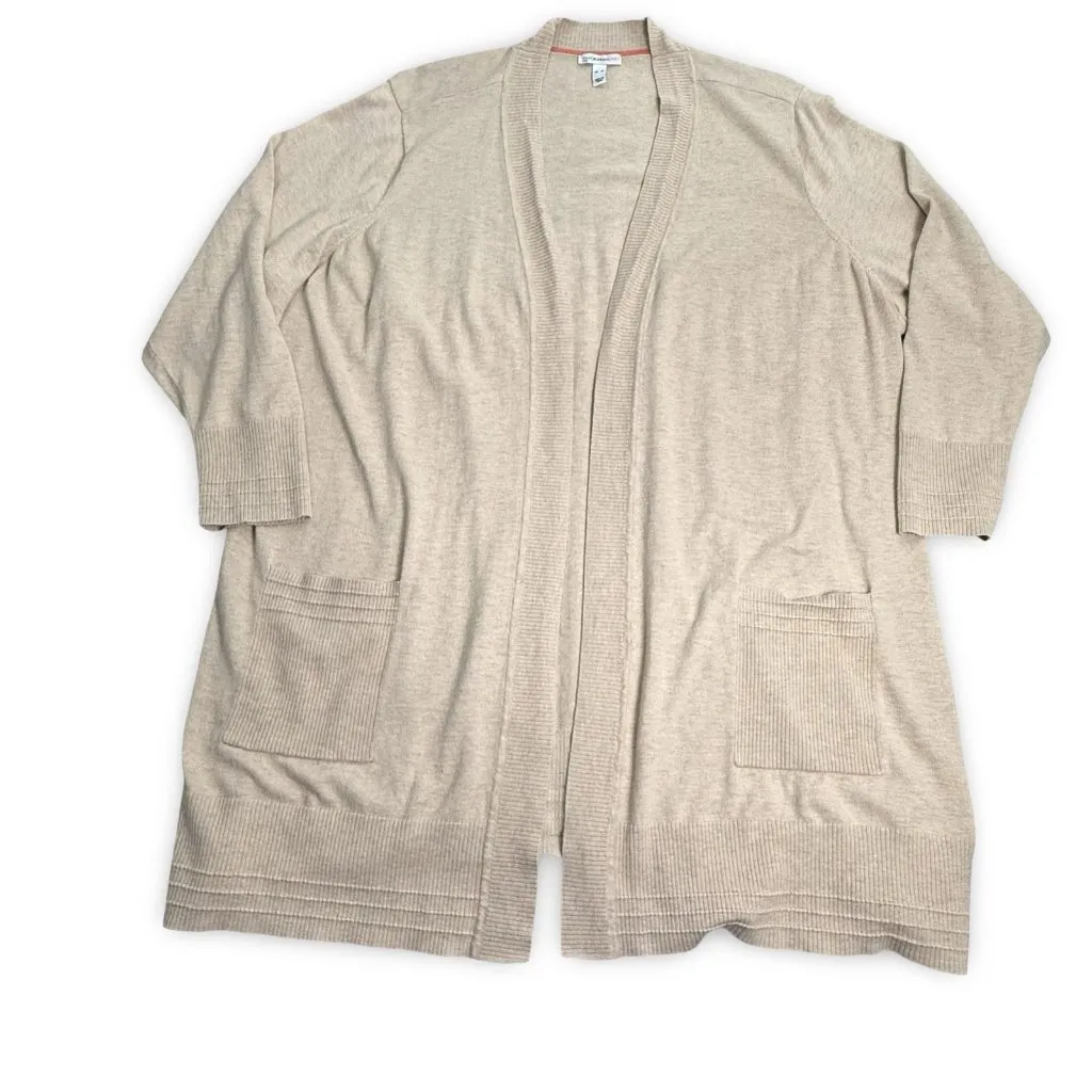 Isaac Mizrahi Live Cardigan Sweater Womens 5X Beige Open Front Pockets Longline - Image 6