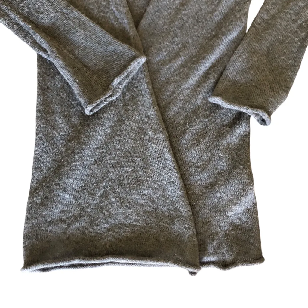 C Garnet Hill Gray Mohair Wool Open Knit Women Lightweight Cárdigan XS - Image 6