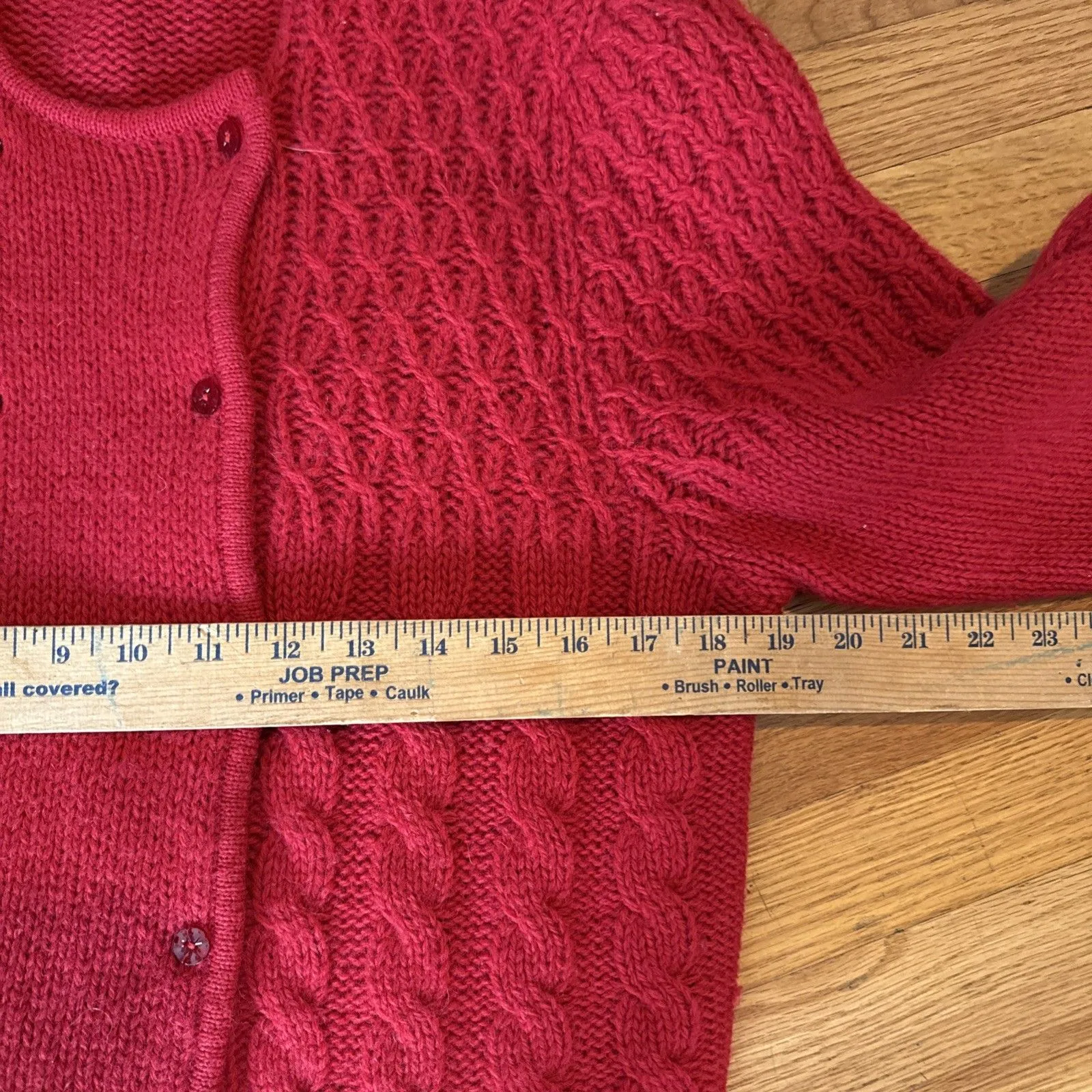 Vtg The Very Thing Sweater DBL Breasted Red Shetland Wool Cable Knit M 80s Size M - Image 7