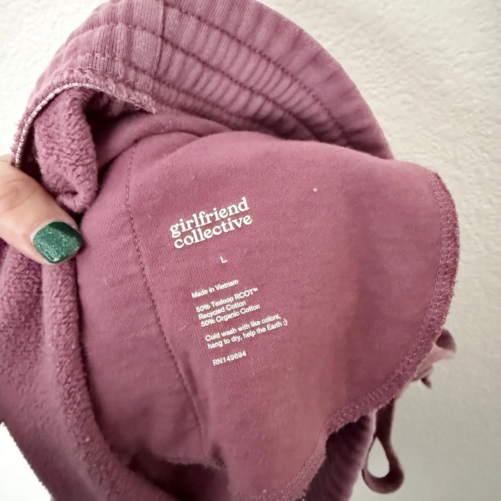 [Girlfriend Collective] Tulipwood Purple 50/50 Sweat Shorts Elastic Waist Large - Image 12