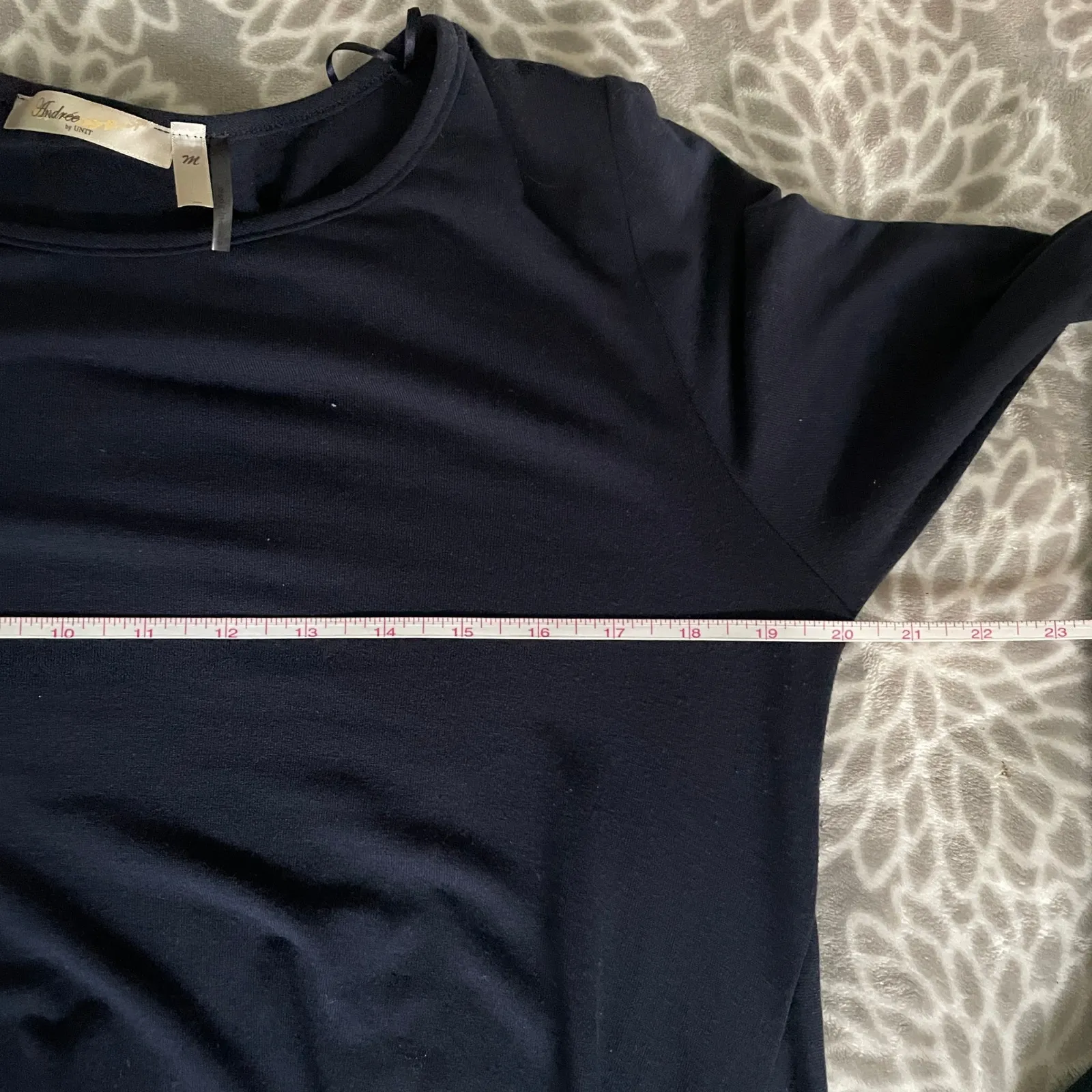 Long Sleeve Knit Tunic Top Womens Medium Navy Blue  Knot Detail Cozy Layer Comfy - Image 5