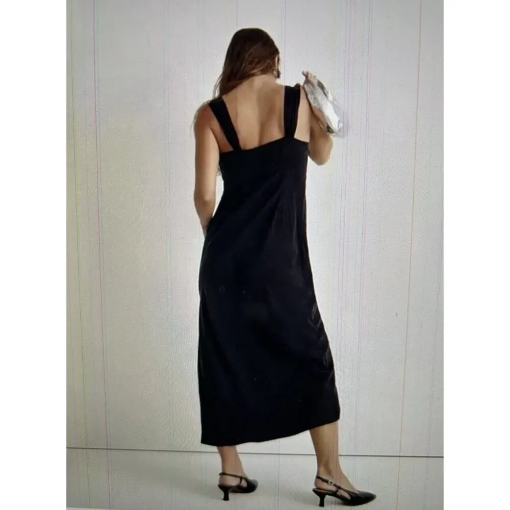 Madewell Women’s Square-Neck Midi Dress In True Black Size 4 NO103 - Image 2