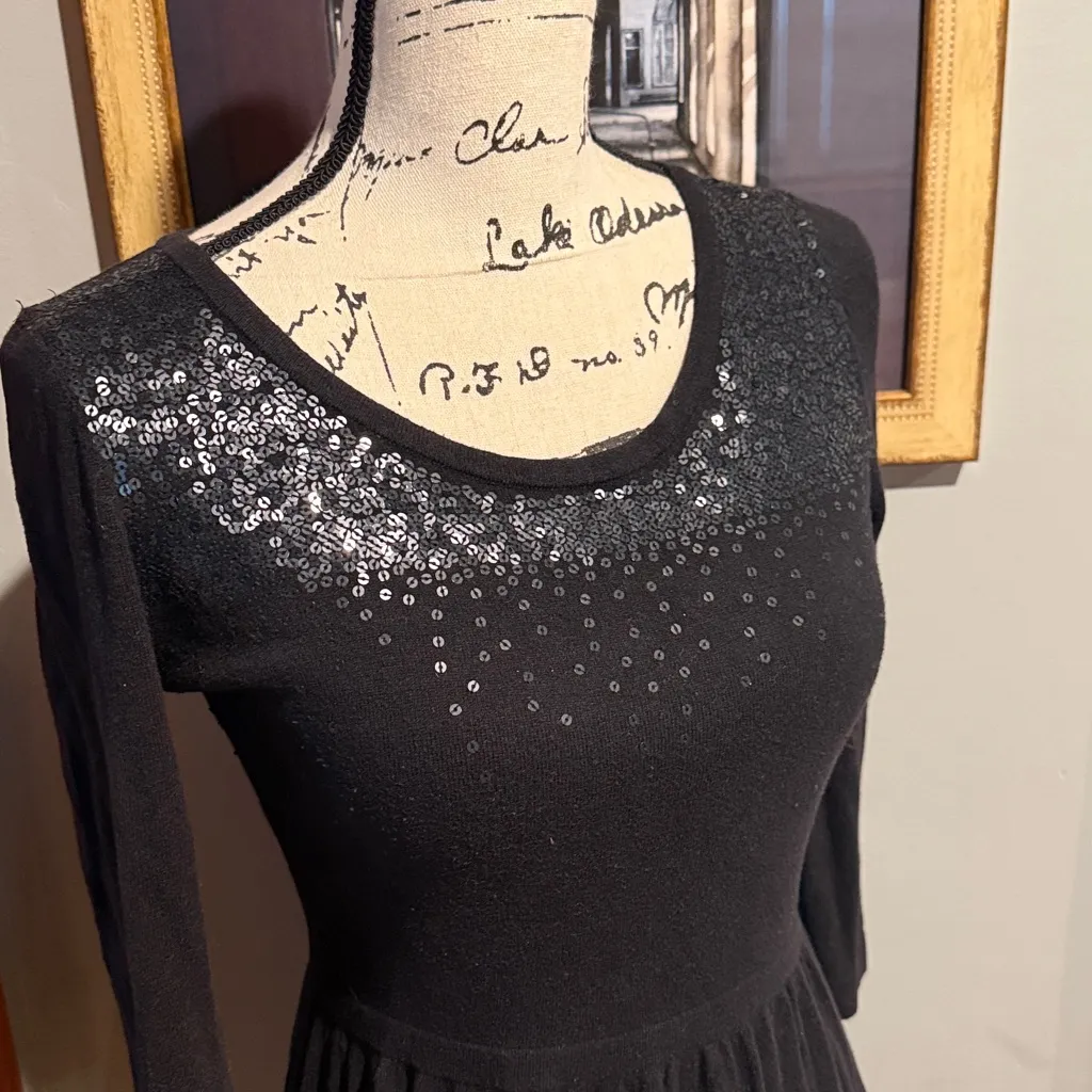 Old Navy Black Sequin Sweater Dress (S) - Image 2